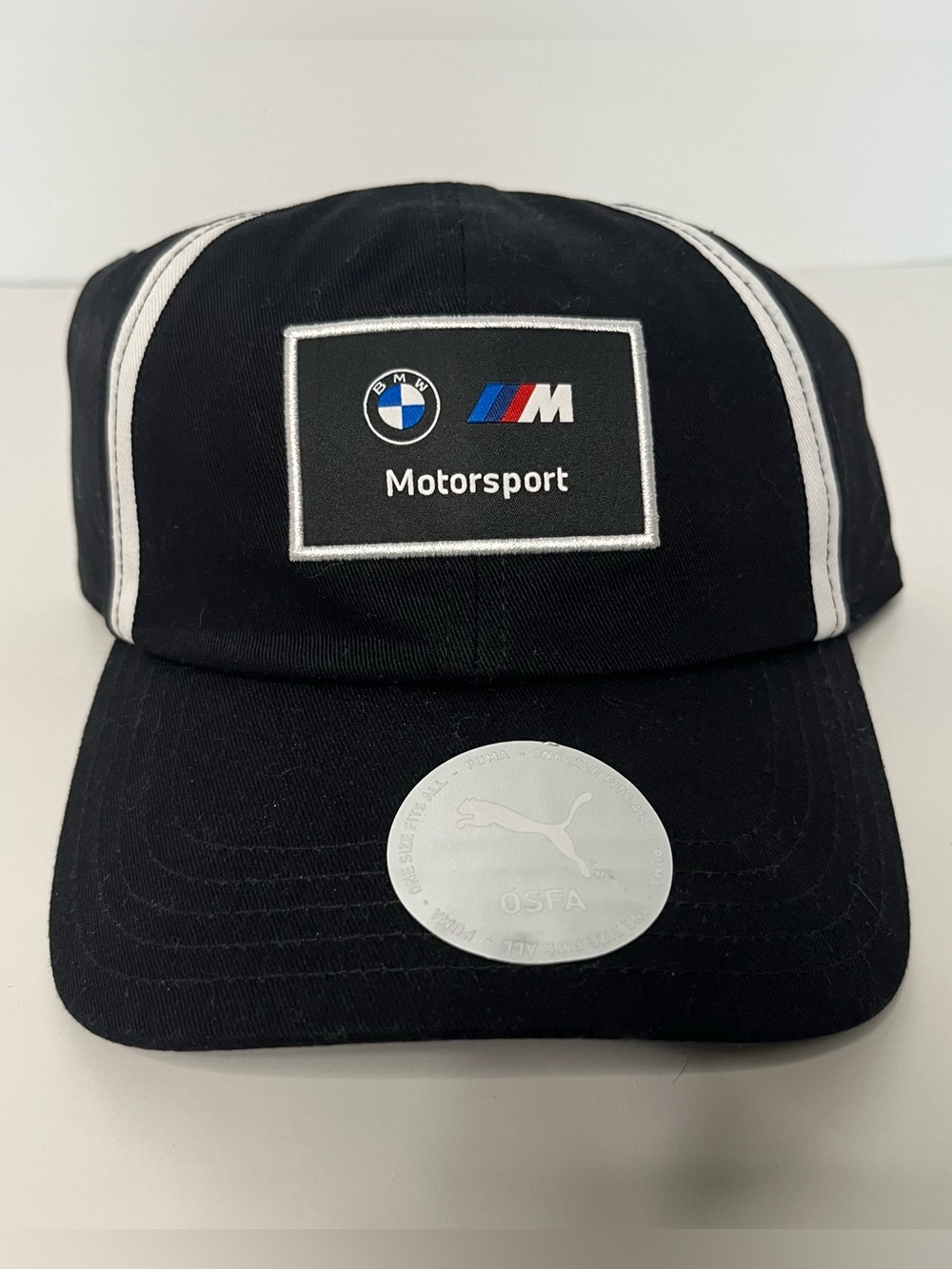 BMW x Puma Black Baseball Cap with White Piping